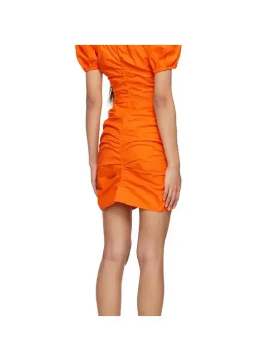 Ganni Orange Cotton-Poplin Mini Dress - Picture 2 of 8